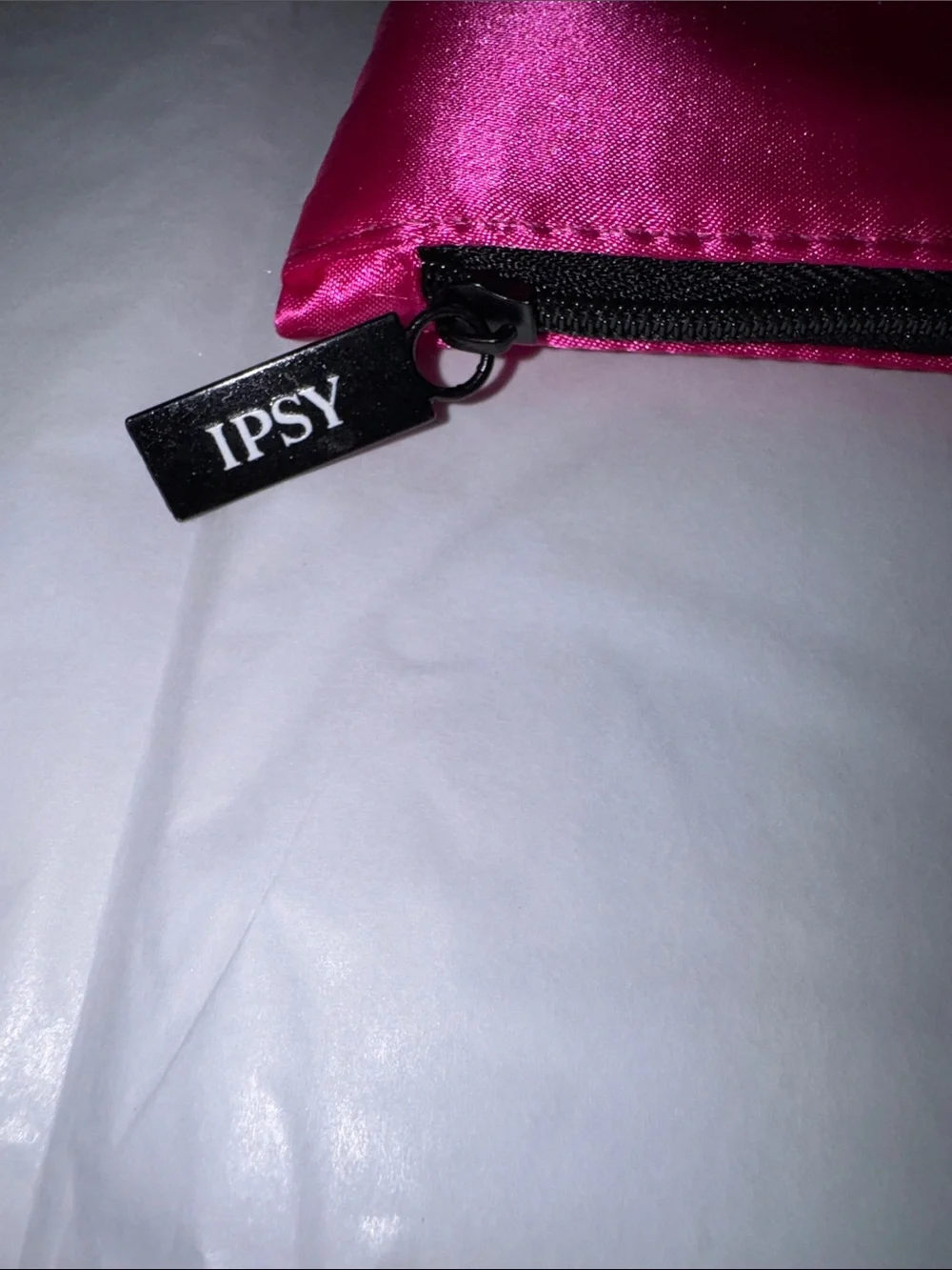 ipsy Hot Pink Satin Bow Marilyn Monroe Makeup Bag with Assorted Skincare Samples